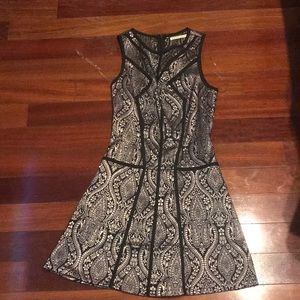 Silver dress with black piping